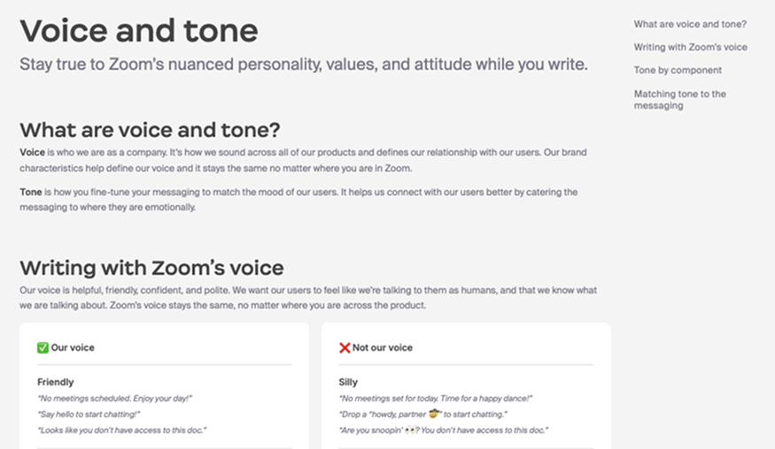 Voice and tone