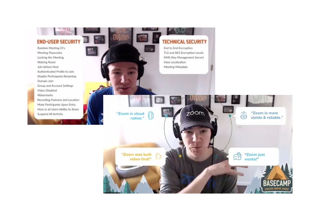 Platform training with security overlays and Zoom messaging overlays — Basecamp Zoom New Hire