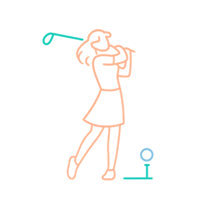 Neon line art of a golfer mid-swing