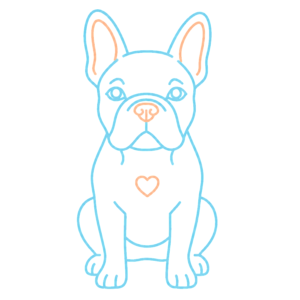 Neon line art of Manny the French Bulldog
