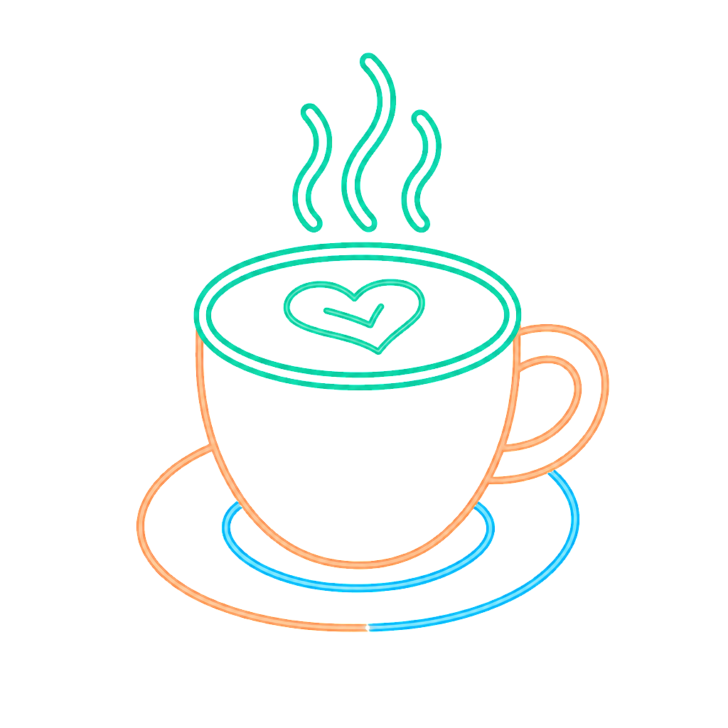 Neon line art of a matcha tea cup