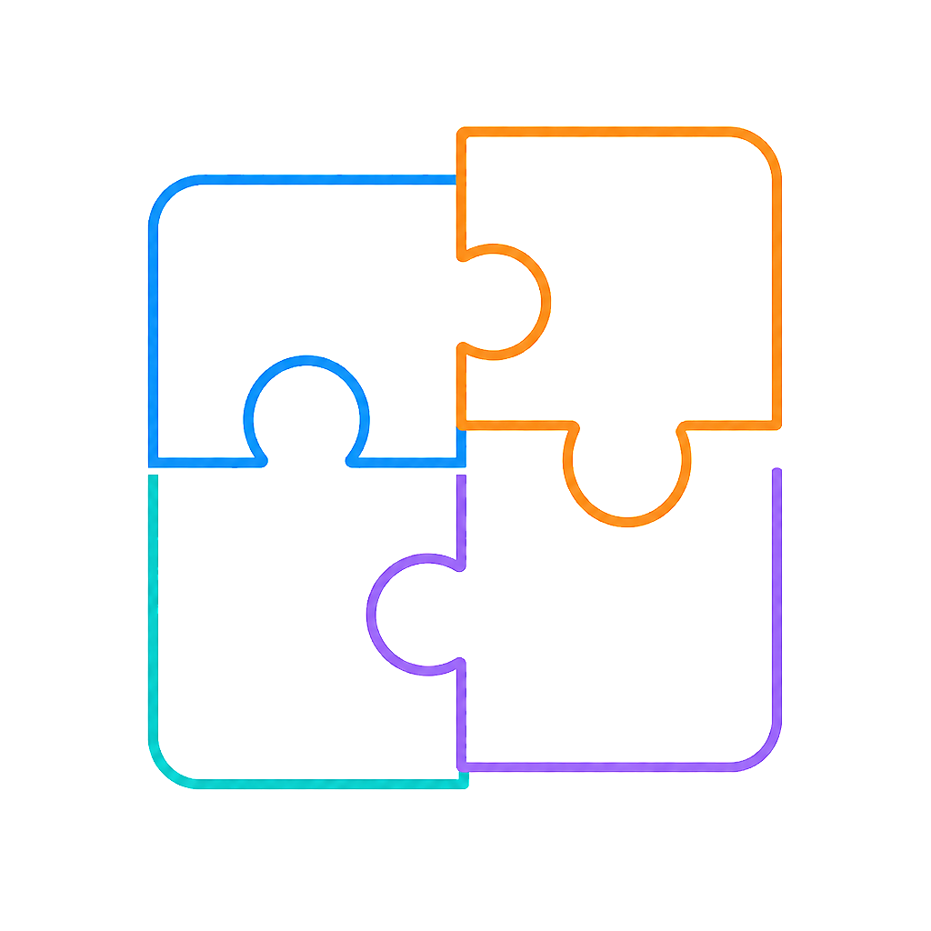 Neon line art of interlocking puzzle pieces